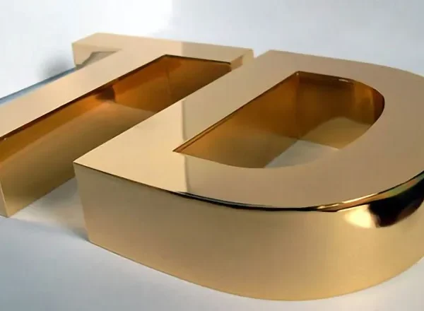 Mẫu chữ inox mạ vàng đẹp đang là xu hướng được ưa chuộng trong thiết kế biển hiệu hiện đại